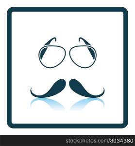 Glasses and mustache icon. Shadow reflection design. Vector illustration.