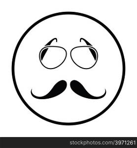 Glasses and mustache icon. Thin circle design. Vector illustration.