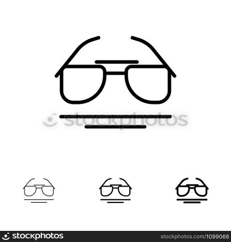 Glasses, Eye, View, Spring Bold and thin black line icon set