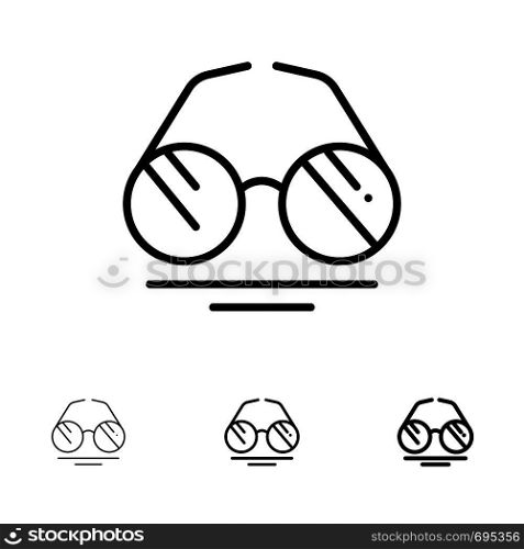 Glasses, Eye, View, Spring Bold and thin black line icon set