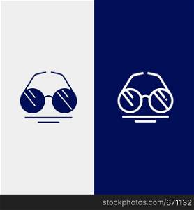 Glasses, Eye, View, Spring Line and Glyph Solid icon Blue banner Line and Glyph Solid icon Blue banner