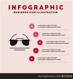 Glasses, Eye, View, Spring Solid Icon Infographics 5 Steps Presentation Background