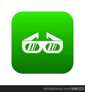Glasses for 3D movie icon digital green for any design isolated on white vector illustration. Glasses for 3D movie icon digital green