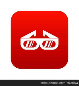 Glasses for 3D movie icon digital red for any design isolated on white vector illustration. Glasses for 3D movie icon digital red