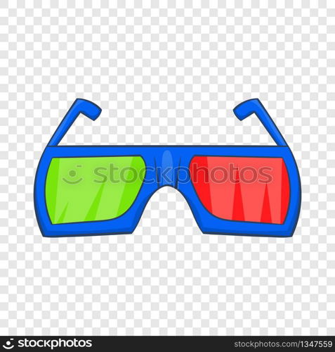 Glasses for 3d movie icon in cartoon style isolated on background for any web design . Glasses for 3d movie icon, cartoon style