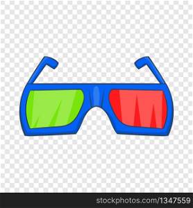 Glasses for 3d movie icon in cartoon style isolated on background for any web design . Glasses for 3d movie icon, cartoon style