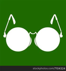 Glasses for blind icon white isolated on green background. Vector illustration. Glasses for blind icon green
