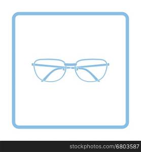 Glasses icon. Blue frame design. Vector illustration.