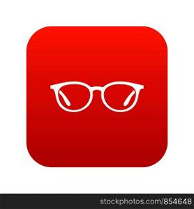Glasses icon digital red for any design isolated on white vector illustration. Glasses icon digital red