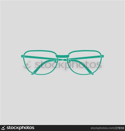 Glasses icon. Gray background with green. Vector illustration.