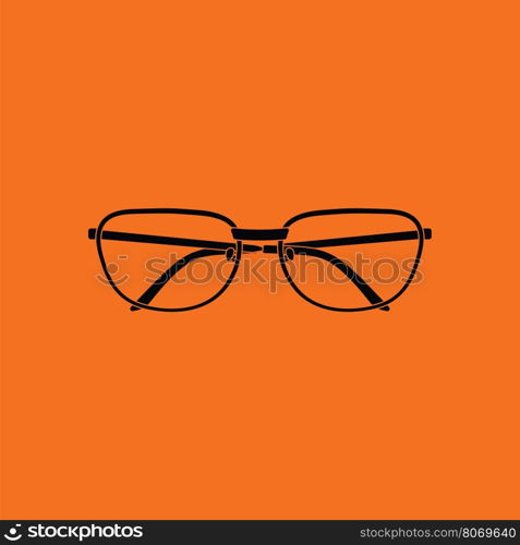 Glasses icon. Orange background with black. Vector illustration.