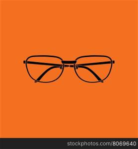 Glasses icon. Orange background with black. Vector illustration.