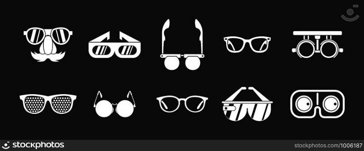 Glasses icon set vector white isolated on grey background . Glasses icon set grey vector