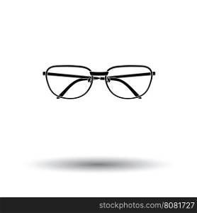 Glasses icon. White background with shadow design. Vector illustration.