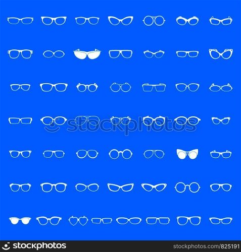 Glasses icons set. Simple illustration of 50 glasses forms vector icons for web. Glasses icons set, simple style