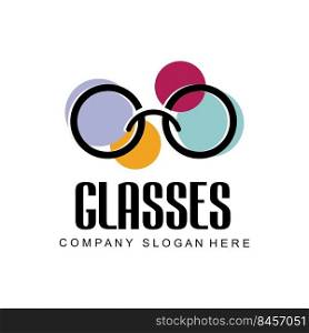 glasses logo design, vector illustration of optical tools to style and maintain eye health