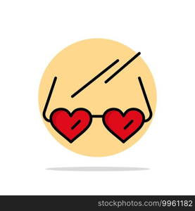 Glasses, Love, Heart, Wedding Abstract Circle Background Flat color Icon
