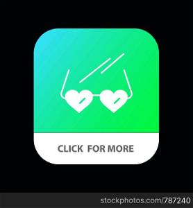 Glasses, Love, Heart, Wedding Mobile App Button. Android and IOS Glyph Version