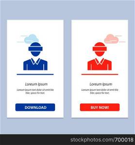 Glasses, Motion, Reality, Technology, Man Blue and Red Download and Buy Now web Widget Card Template