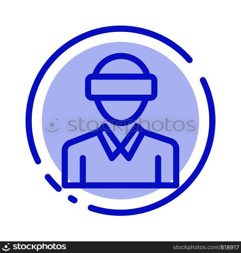 Glasses, Motion, Reality, Technology, Man Blue Dotted Line Line Icon