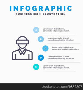 Glasses, Motion, Reality, Technology, Man Line icon with 5 steps presentation infographics Background