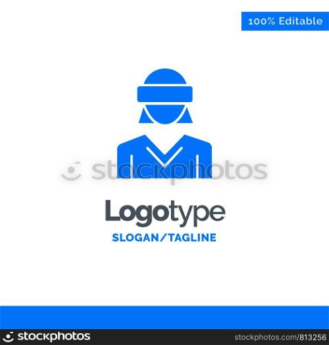 Glasses, Motion, Reality, Technology, Woman Blue Solid Logo Template. Place for Tagline