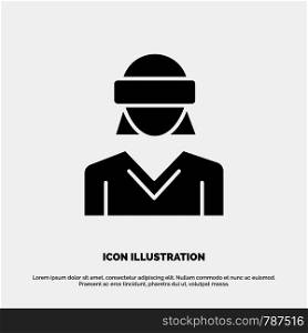 Glasses, Motion, Reality, Technology, Woman solid Glyph Icon vector