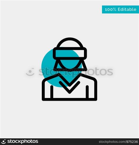 Glasses, Motion, Reality, Technology, Woman turquoise highlight circle point Vector icon