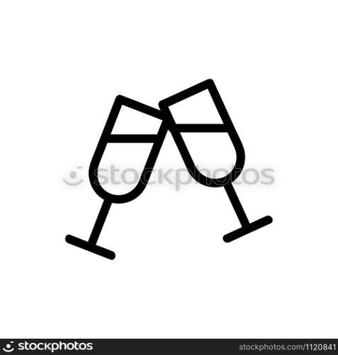 glasses of champagne icon vector. A thin line sign. Isolated contour symbol illustration. glasses of champagne icon vector. Isolated contour symbol illustration