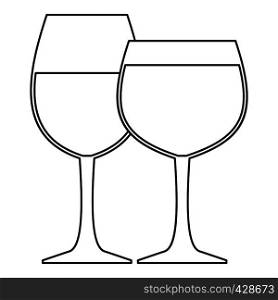 Glasses of wine icon. Outline illustration of glasses of wine vector icon for web. Glasses of wine icon, outline style