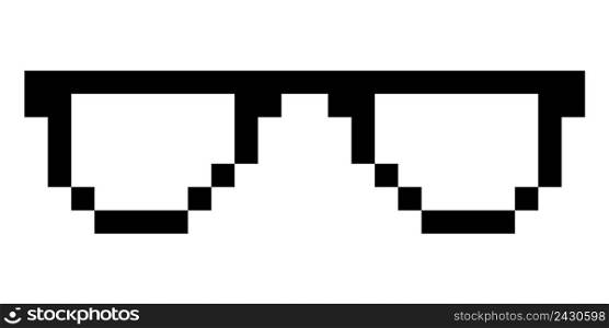 glasses pixel vector icon Pixel Art Glasses of Thug Life Meme - Isolated on White Background Vector 8 bit