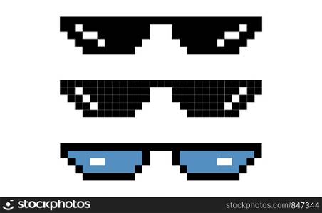 Glasses pixel vector icons. Glasses pixel set. Eps10. Glasses pixel vector icons. Glasses pixel set
