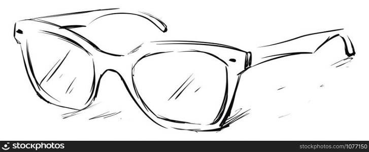 Glasses sketch, illustration, vector on white background.