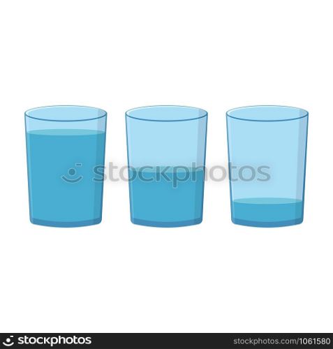 Glasses with water set on white background