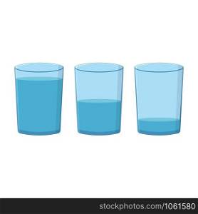 Glasses with water set on white background