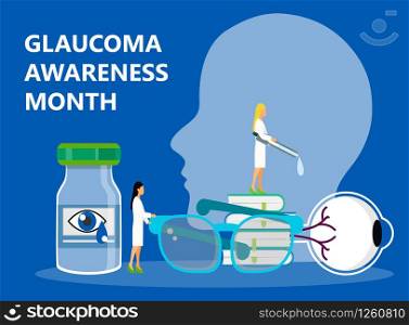 Glaucoma Awareness Month is celebrated in USA in January. Lenticular opacity diagnosis. Eyesight check up slogan. Ophthalmologist and healthcare vector illustration.. Glaucoma Awareness Month is celebrated in USA in January. Lenticular opacity diagnosis. Eyesight check up slogan. Ophthalmologist and healthcare vector