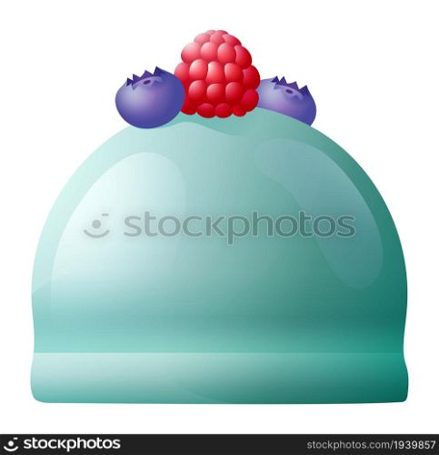 Glazed Cupcake with Fresh Berries. Icing Cake isolated on white background. Glazed Cupcake with Fresh Berries. Icing Cake