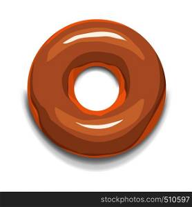 Glazed donut icon in cartoon style on a white background. Glazed donut icon, cartoon style