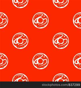 Glazed donut pattern repeat seamless in orange color for any design. Vector geometric illustration. Glazed donut pattern seamless