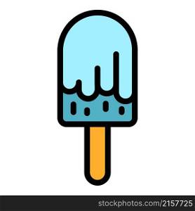 Glazed ice cream on a stick icon. Outline glazed ice cream on a stick vector icon color flat isolated. Glazed ice cream on a stick icon color outline vector
