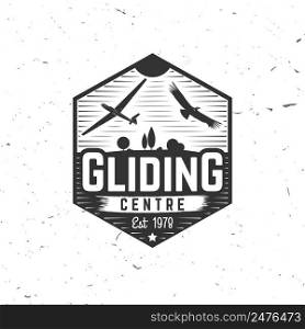 Gliding centre retro badge. Concept for shirt, print, seal, overlay or st&. Typography design- stock vector. Gliding centre design with condor and airplane silhouette.. Vector Gliding club retro badge.