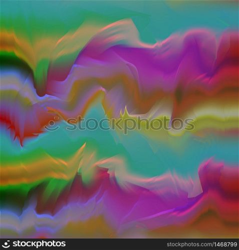 Glitch background with glowing blurred colors flow