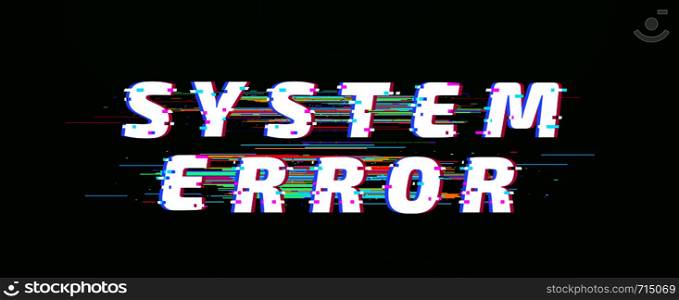 Glitch font. System error digital distorted glitched text. Futuristic vhs error font letters or old distortion screen noise alphabet letter vector illustration banner. Glitch font. System error digital distorted glitched text vector