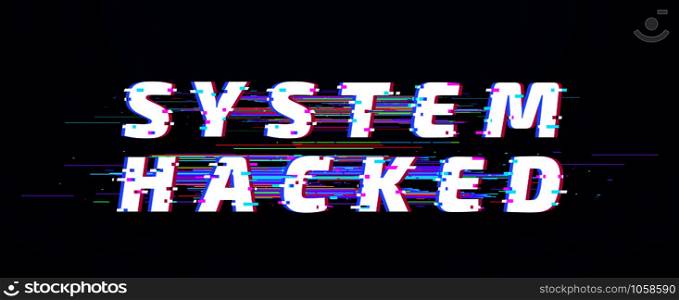 Glitch font. System hacked alphabet or digital text. Distortion broken tv glitch, white noise effect type. Glitched letter futuristic vhs display vector illustration background. Glitch font. System hacked alphabet or digital text vector illustration background