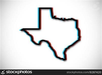 Glitch outline of Texas map vector illustration