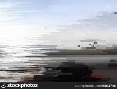 Glitch vector background. Glitch vector background. Digital decay image data distortion. Interference on the TV screen and monitor. Pixel effect