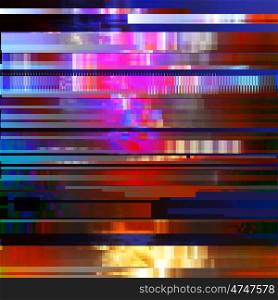 Glitched abstract vector background made of colorful pixel mosaic. Digital decay, signal error, television signal fail. Colorful trendy design for print poster, brochure cover, website and other design projects.
