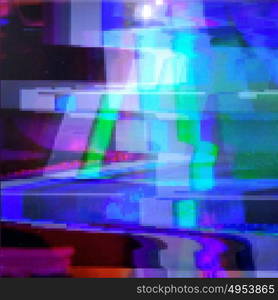 Glitched abstract vector background made of colorful pixel mosaic. Digital decay, signal error, television fail. Trendy design for print poster, brochure cover, website and other projects.. Glitched abstract vector background made of colorful pixel mosaic. Digital decay, signal error, television signal fail. Colorful trendy design for print poster, brochure cover, website and other design projects.