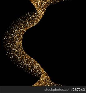 Glitter abstract wave of scattered golden confetti