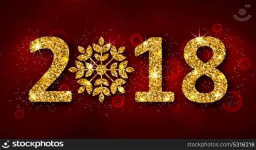 Glitter Background with Golden Dust for Happy New Year 2018. Glitter Background with Golden Dust for Happy New Year 2018, Glowing celebration Banner - Illustration Vector